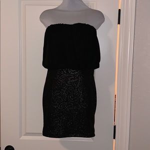 Black and gold strapless mini dress, size S